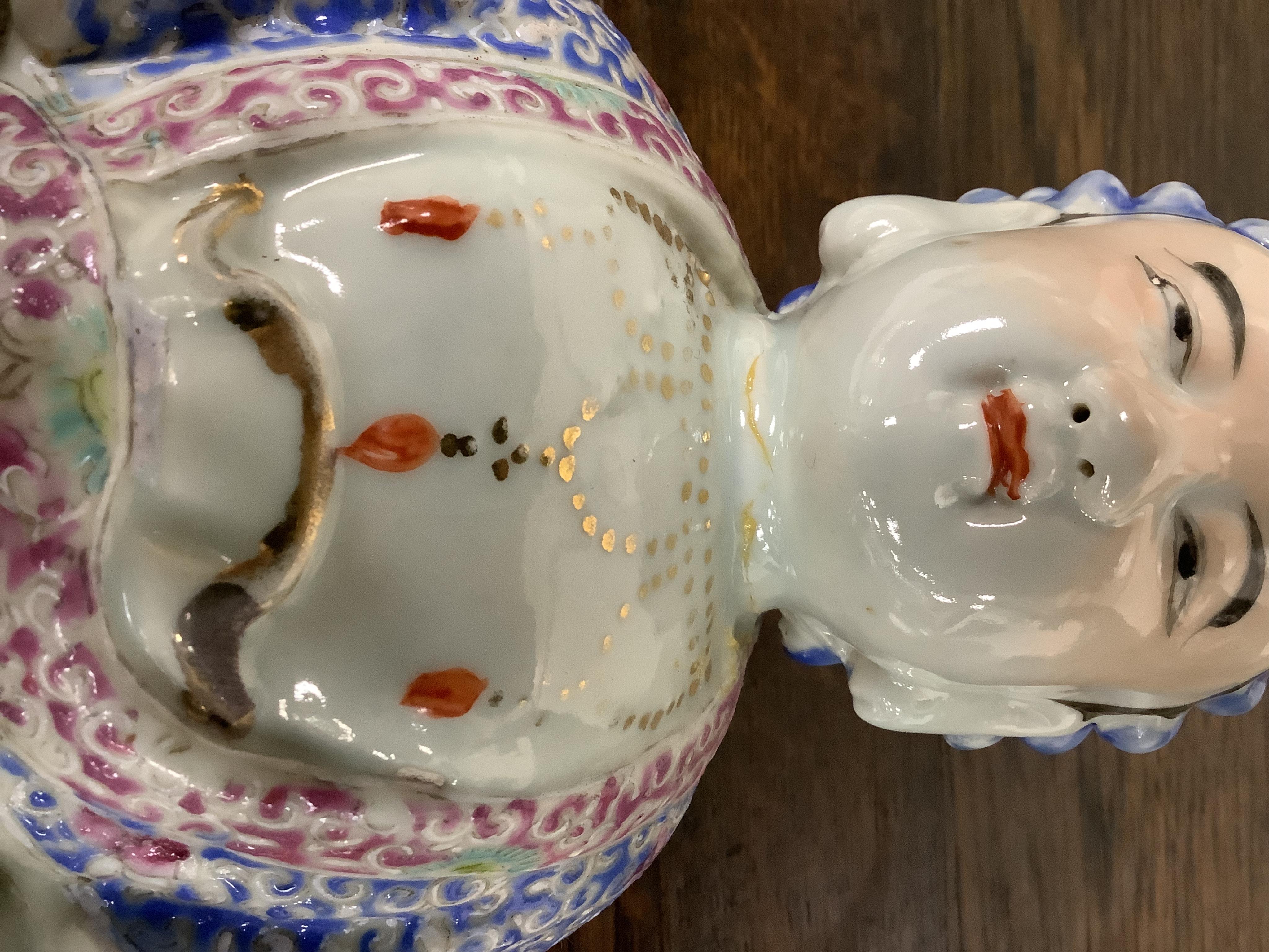 A Chinese famille rose figure of Buddha, Republic period, 30cm